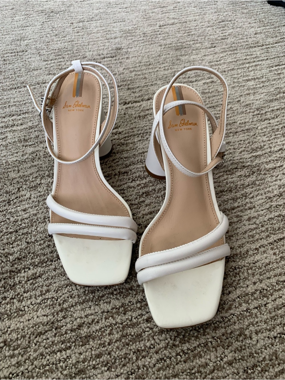 Sam Edelman White Strappy Block Heels